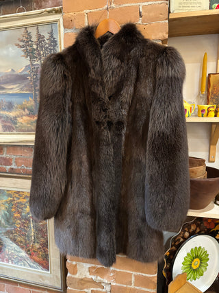 Vintage Mink Fur Coat with Fox Fur Sleeves