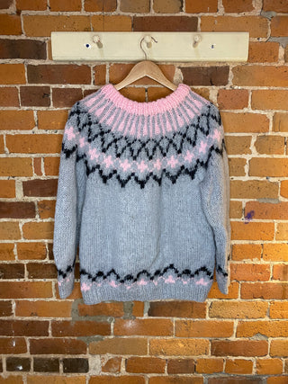 Vintage Hand Knit Sweater - Winter Grey