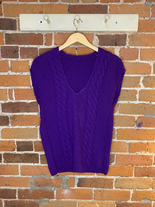 Vintage Hand Knit Vest - Purple