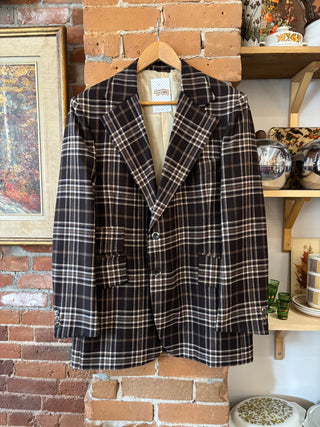 Vintage Brown Plaid Blazer