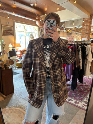 Vintage Brown Plaid Blazer