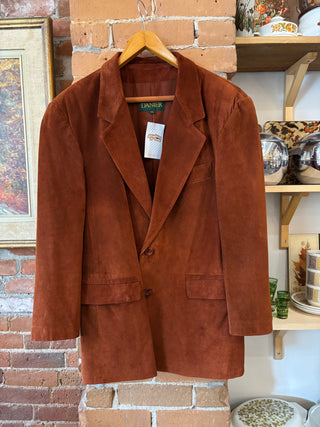 Rust Brown Danier Leather Suede Blazer