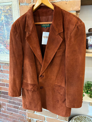 Rust Brown Danier Leather Suede Blazer