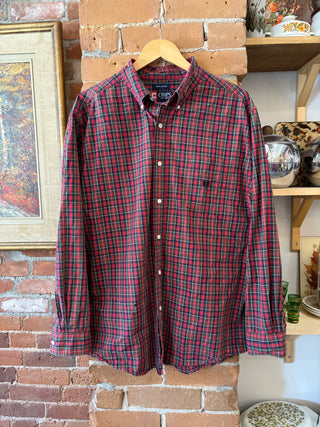 Vintage Chaps Red and Green Plaid Button Up