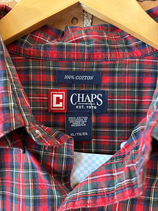Vintage Chaps Red and Green Plaid Button Up