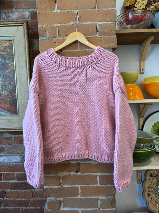 Mom's Hand Knit Sweater - Pretty in Pink