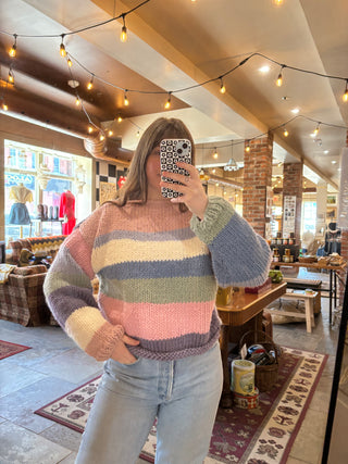 Mom's Hand Knit Sweater - Multi Stripe