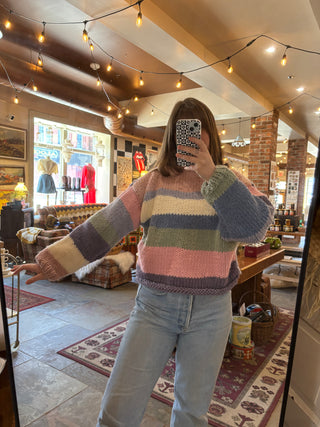 Mom's Hand Knit Sweater - Multi Stripe