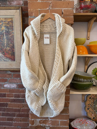 Mom's Hand Knit Sweater - Cream Cardigan