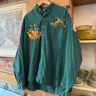 Disney Pooh and Friends Green Button Up