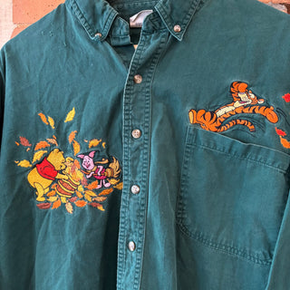 Disney Pooh and Friends Green Button Up
