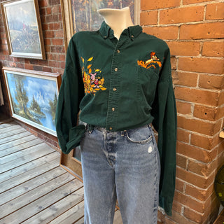 Disney Pooh and Friends Green Button Up