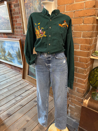 Disney Pooh and Friends Green Button Up