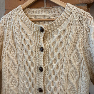 Cream Cable Knit Cardigan with Wood Buttons