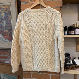 Cream Cable Knit Cardigan with Wood Buttons