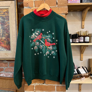 Green Cardinal Winter Crewneck