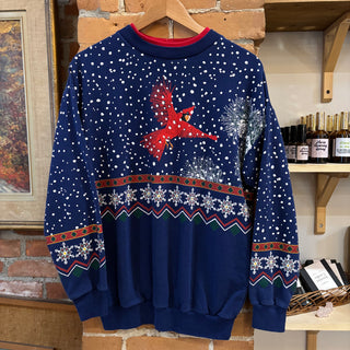 Blue Cardinal Winter Crewneck