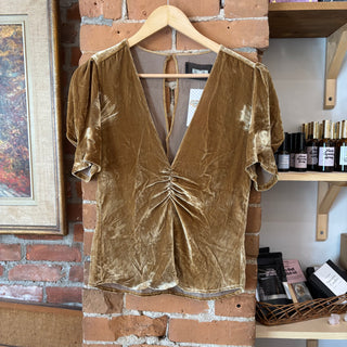Reformation Gold Velvet Top