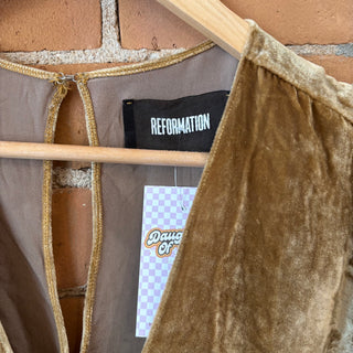 Reformation Gold Velvet Top