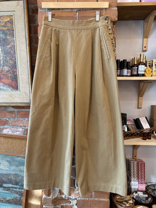Beige Button Trousers
