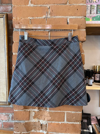 Grey Plaid Mini Skirt