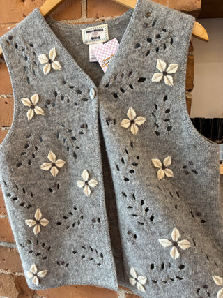 Grey Floral Knit Vest