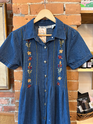 Jane Ashley Embroidered Denim Dress