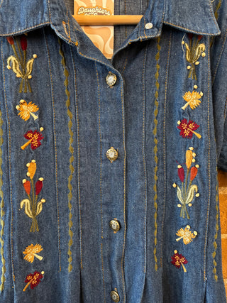 Jane Ashley Embroidered Denim Dress