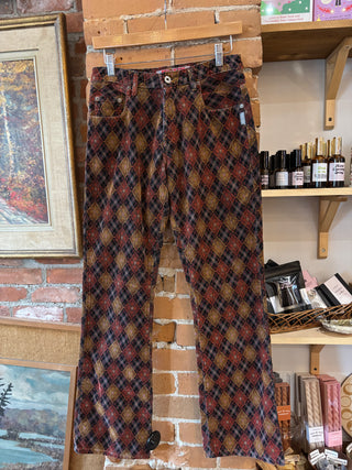 70's Silver Plaid Cord Pants