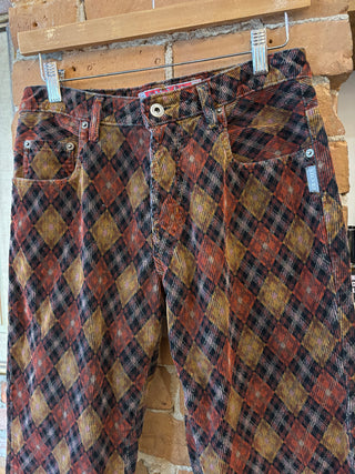 70's Silver Plaid Cord Pants