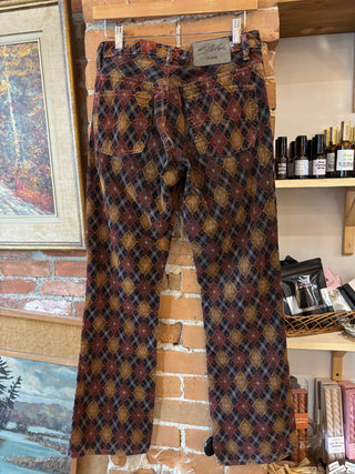 70's Silver Plaid Cord Pants