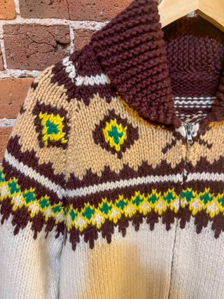 Brown Knit Cowichan Zip Sweater