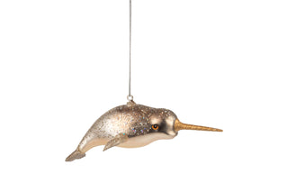 Glass narwhal ornament