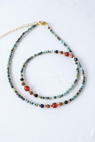 Mixed Turquoise & Natural Stone Beaded Necklace