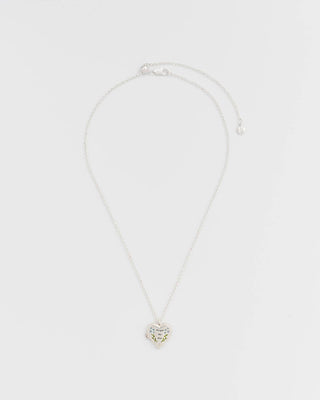 Floral Heart Silver Locket Necklace