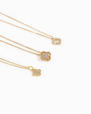 Open Frame CZ Pave Clover Necklace
