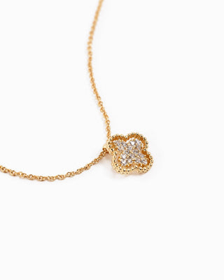 Open Frame CZ Pave Clover Necklace