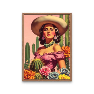 Latina Cowgirl Art Print, Retro Western Decor, Hispanic Art