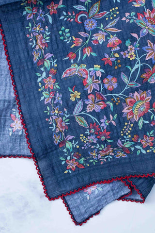 Floral & Butterfly Cotton Rayon Scarf