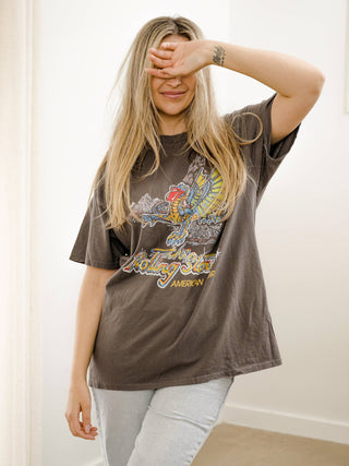 Rolling Stones USA Dragon Tour Charcoal Thrifted Graphic Tee
