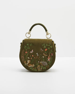 Charlotte Meadow Scene Embroidered Saddle Bag