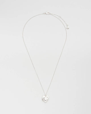 Selene Moon Periwinkle Locket Necklace in Silver
