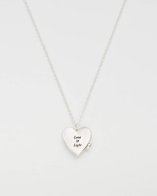 Selene Moon Periwinkle Locket Necklace in Silver