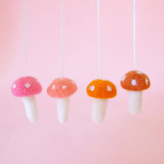 Holiday Mushroom Ornament | Dark Pink