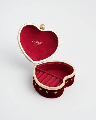 Love Scatter Red Velvet Embroidered Jewellery Box