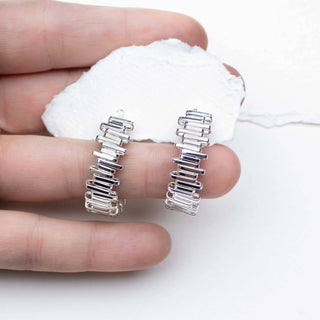 Geometric Link Hoop Earrings