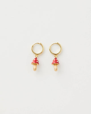 Enamel Mushroom Huggie Earrings