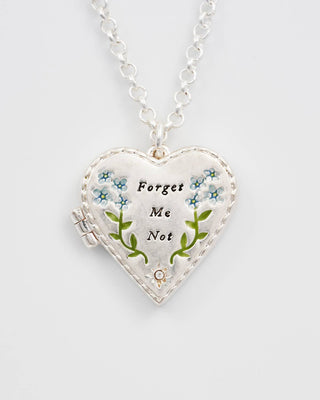 Floral Heart Silver Locket Necklace