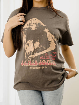 Janis Joplin Madison Square Garden Charcoal Thrifted Tee