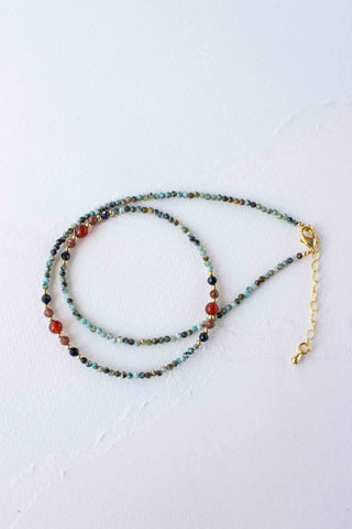 Mixed Turquoise & Natural Stone Beaded Necklace